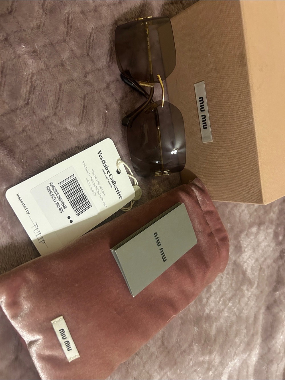 Miu Miu Rimless Sunglasses with Tulip Gradient Lenses and Gold Bridge